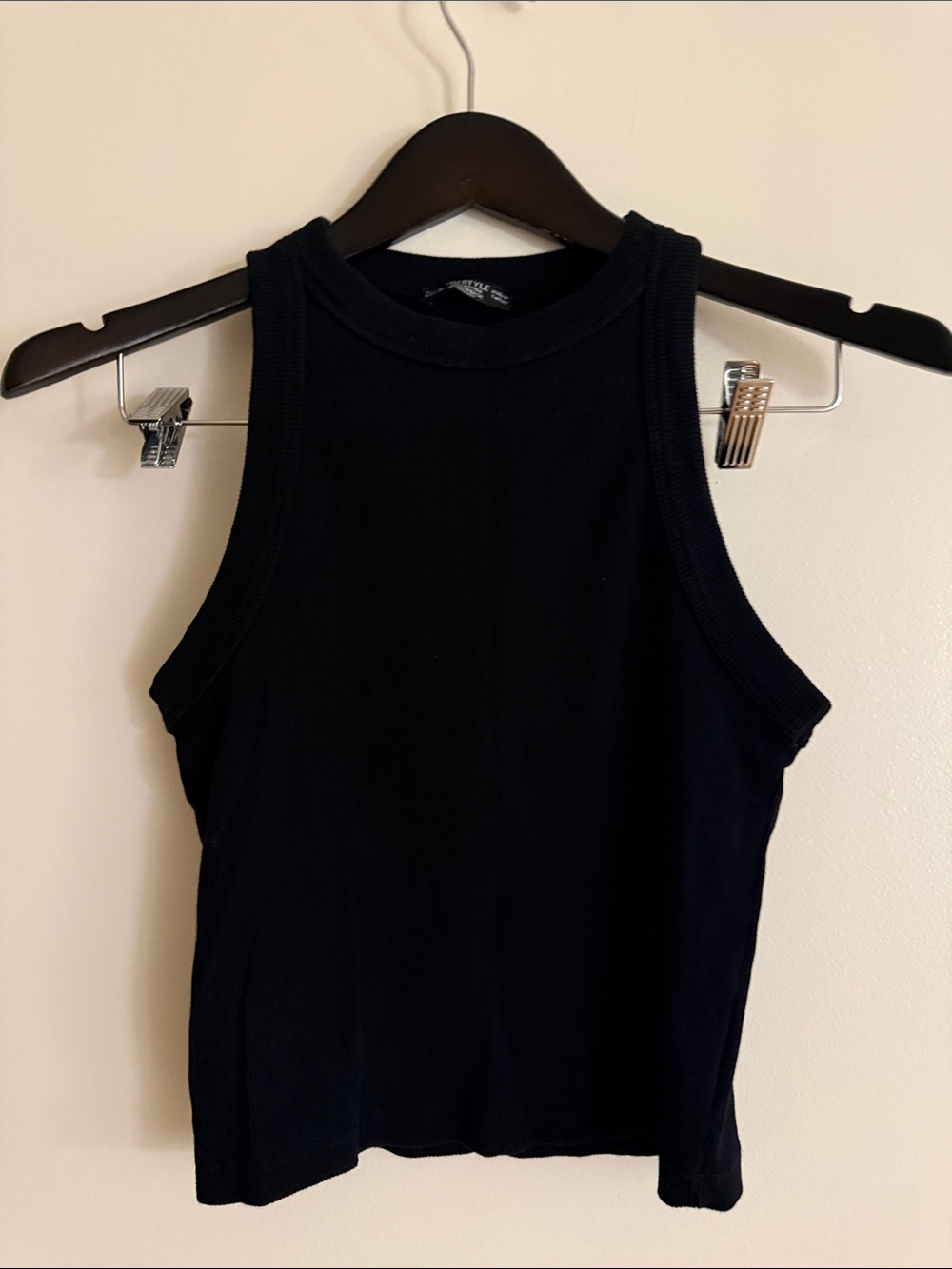Style & Co. Black Ribbed High-Neck Tank